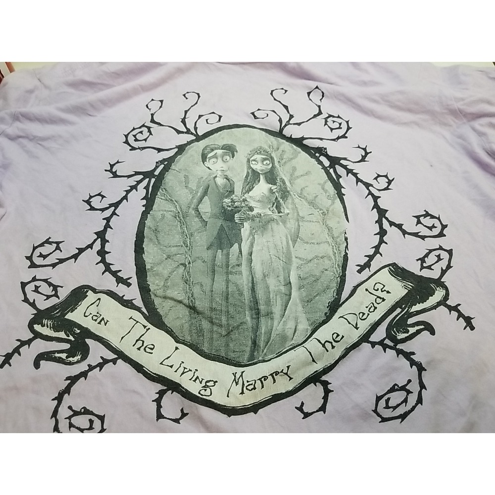Corpse Bride Tim Burton Graphic T-Shirt Goth Horror Movie Women L Purple